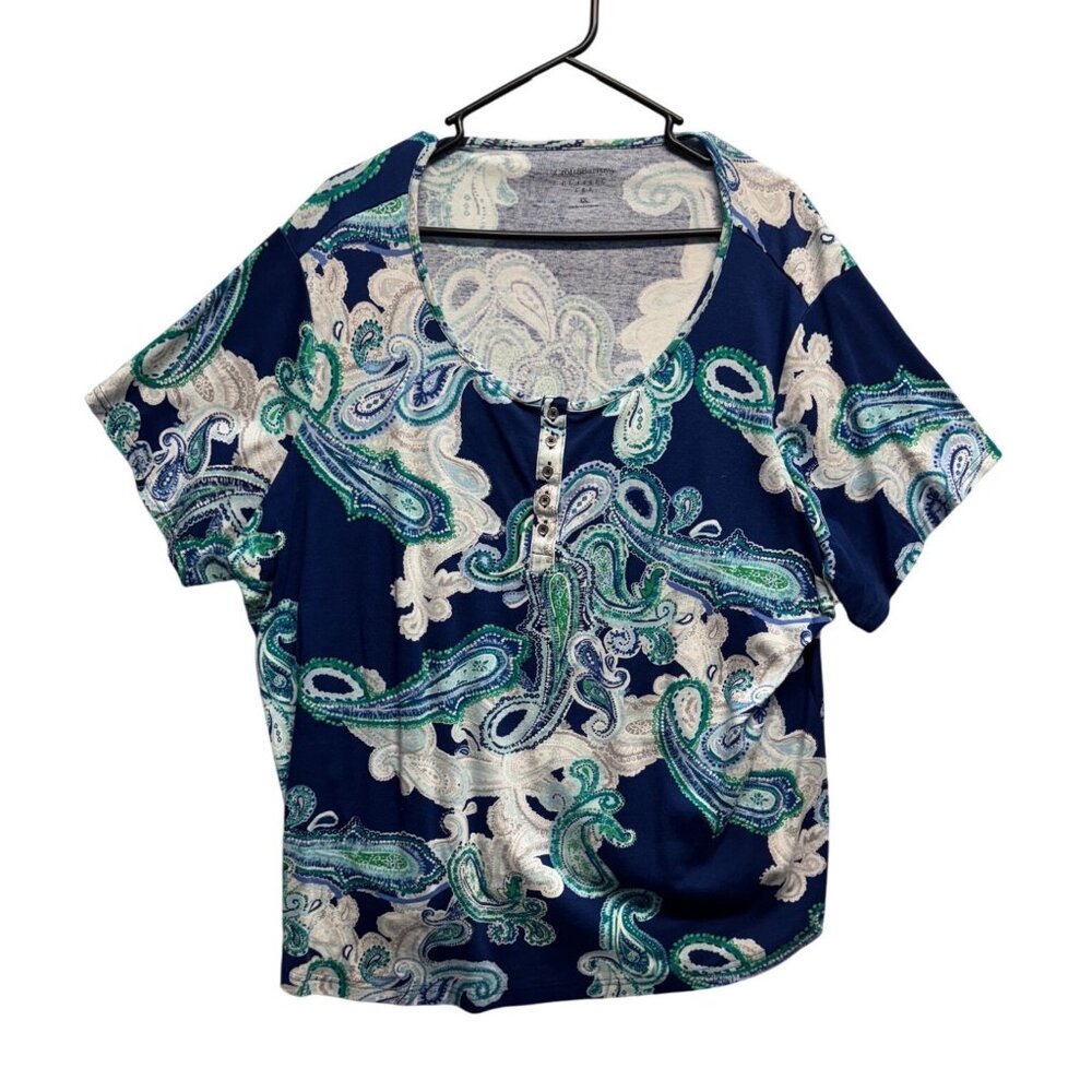Croft & Barrow Colorful Paisley Cotton Casual Top Size 3X